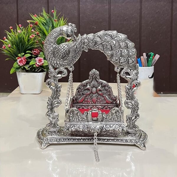 Metal jhula in new peacock theme Gold and German Silver