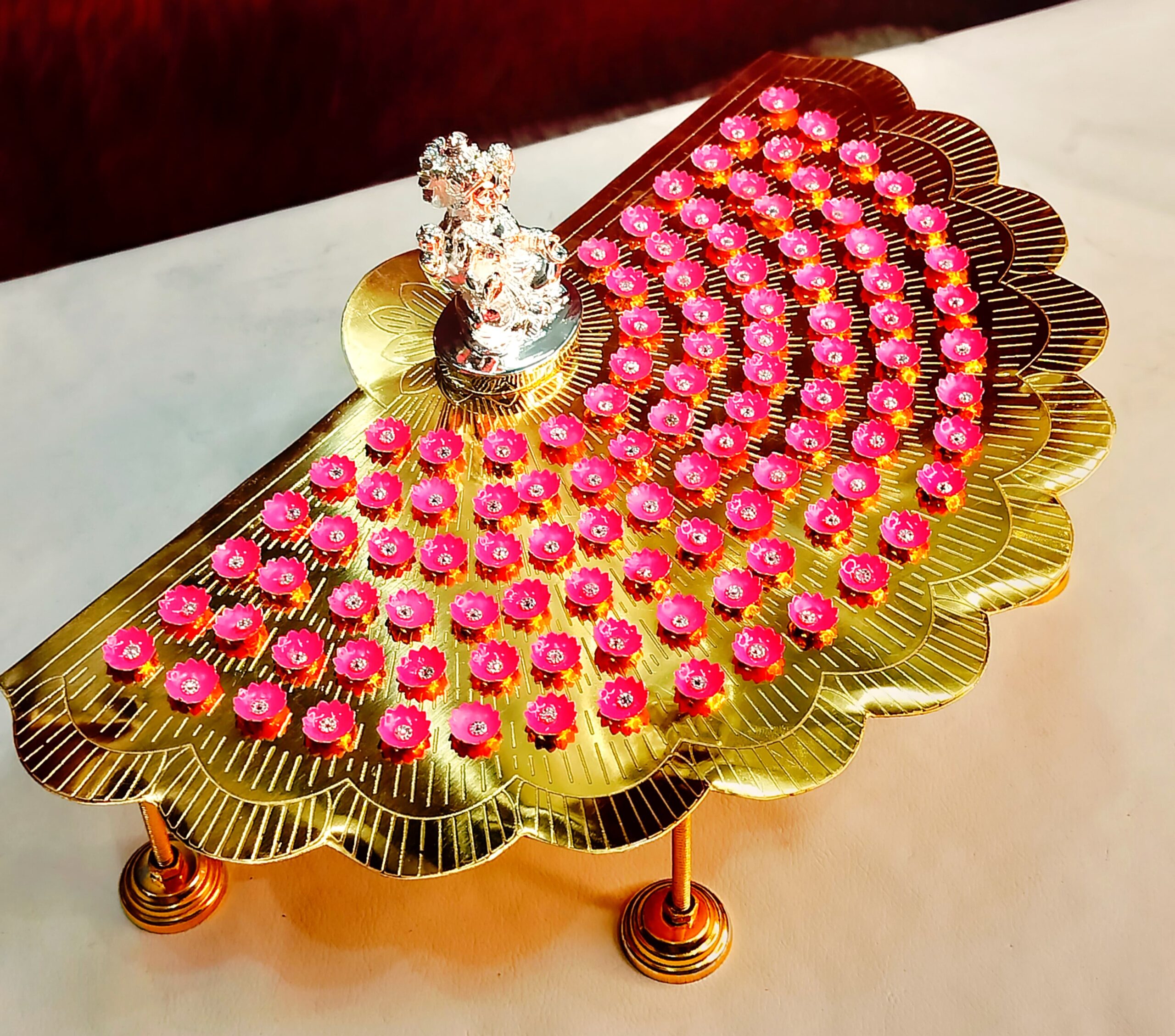 Gold plated Pure German silver Ashtotram stand - Image 4