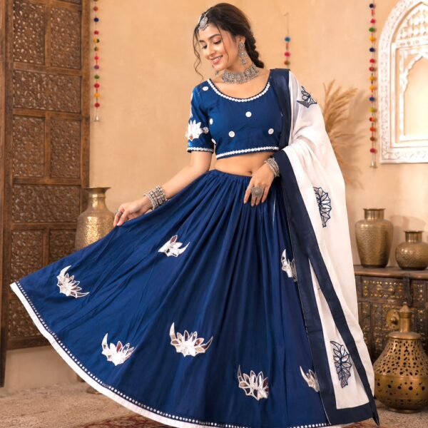 Rayon Aari Foil Mirror Work Designer Chaniya Choli