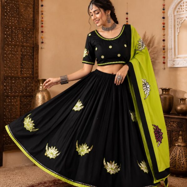 Rayon Aari Foil Mirror Work Designer Chaniya Choli