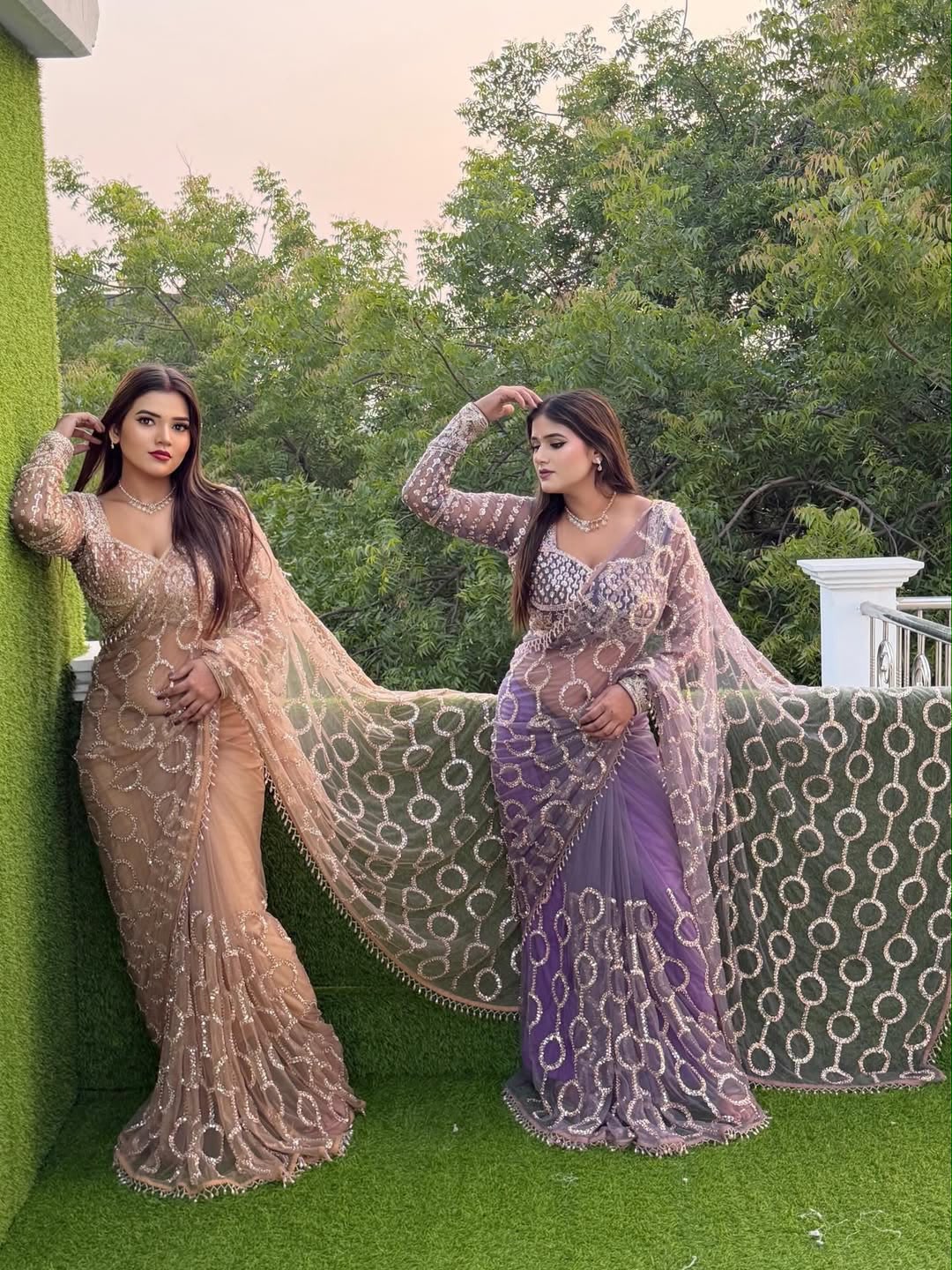 Heavy 5MM Multy & Sequins Embroidery work Saree