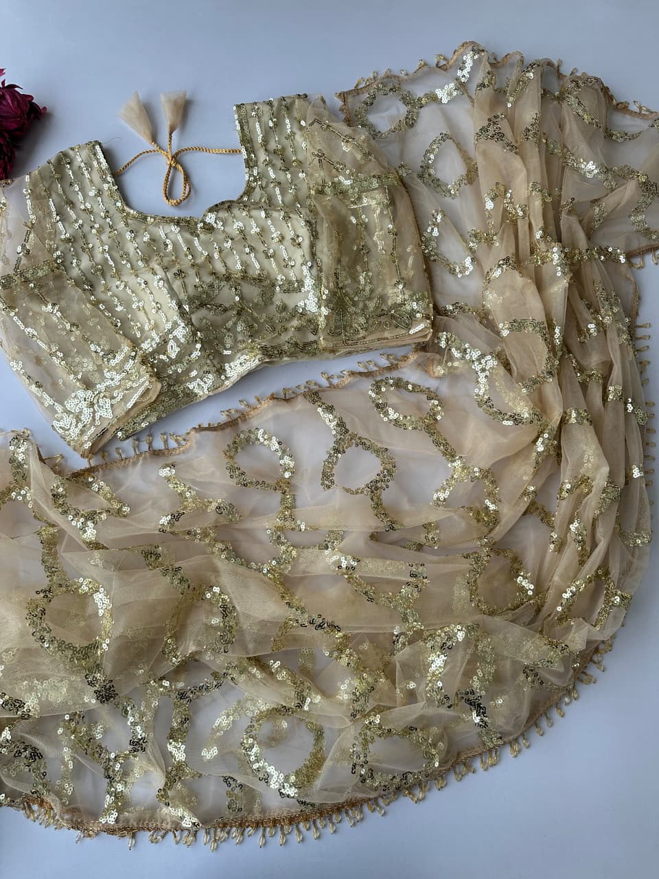 Heavy 5MM Multy & Sequins Embroidery work Saree - Image 4