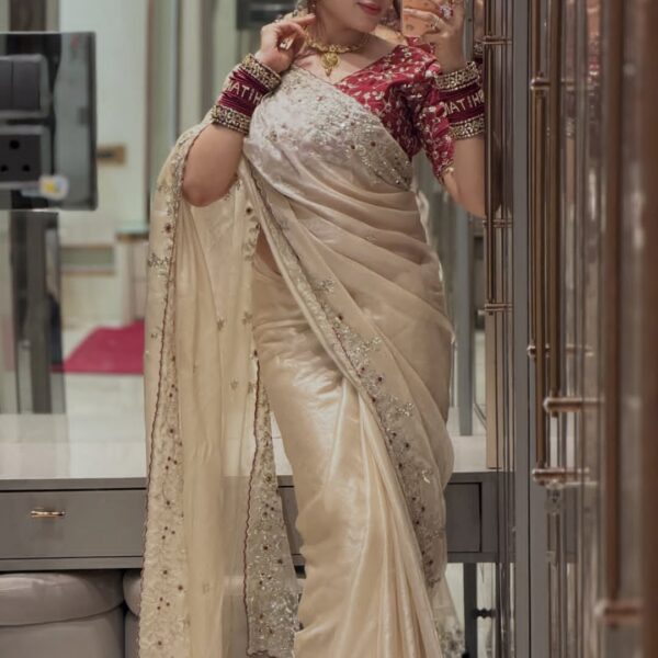 Soft space silk Saree with heavy embroidery sequence