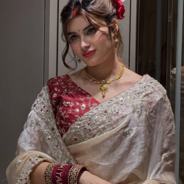 Soft space silk Saree with heavy embroidery sequence
