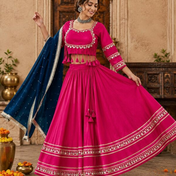 Chinon Georgette Heavy Multi Thread Work Lehenga