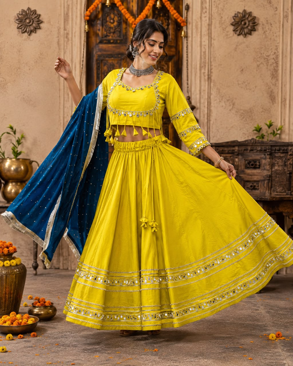 Chinon Georgette Heavy Multi Thread Work Lehenga - Image 5