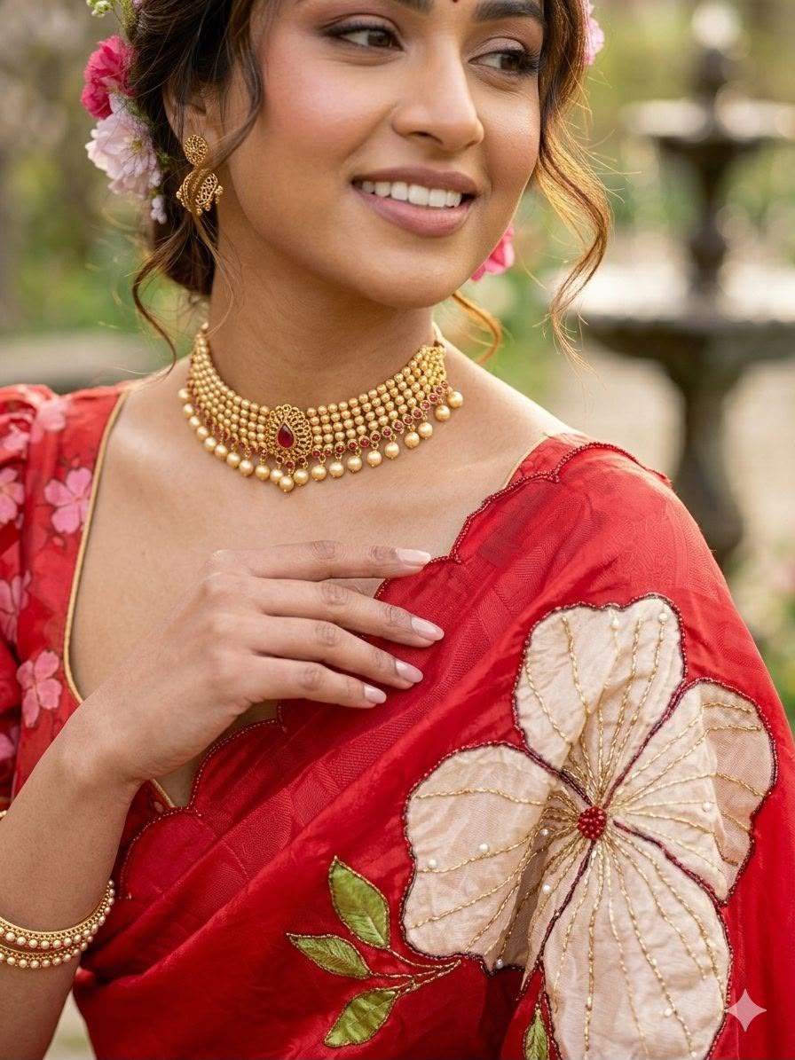 Red Pure Rasmalai Silk Saree - Image 2
