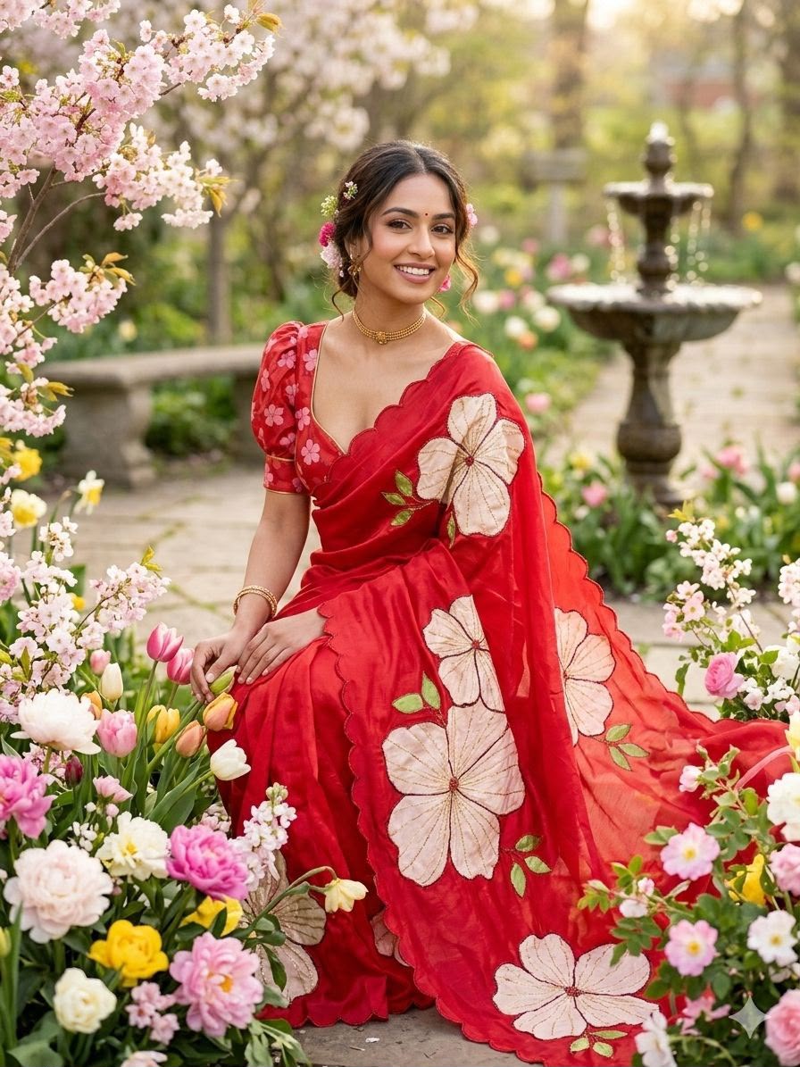 Red Pure Rasmalai Silk Saree