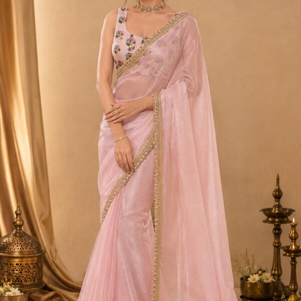 Zimmy Choo Sareewith stone work lace border