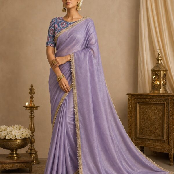 Zimmy Choo Sareewith stone work lace border