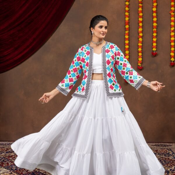 White Blue Coat Based Lehenga Choli