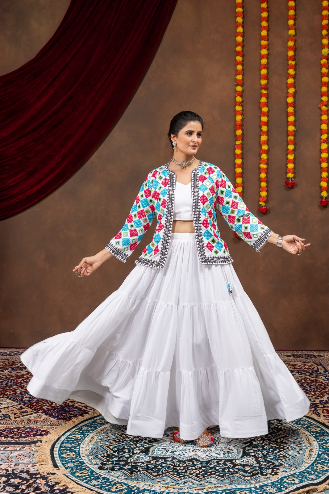 White Blue Coat Based Lehenga Choli - Image 2