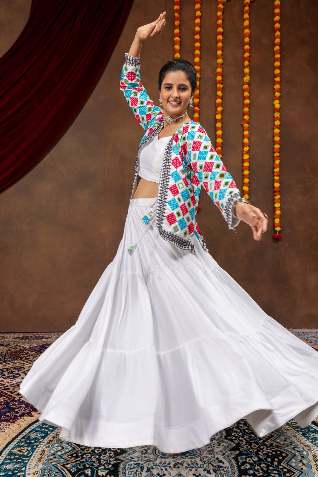 White Blue Coat Based Lehenga Choli - Image 5