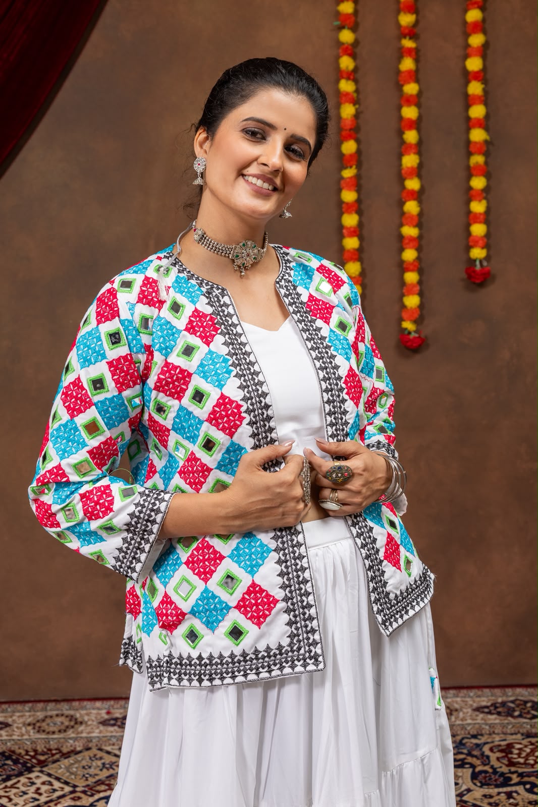 White Blue Coat Based Lehenga Choli
