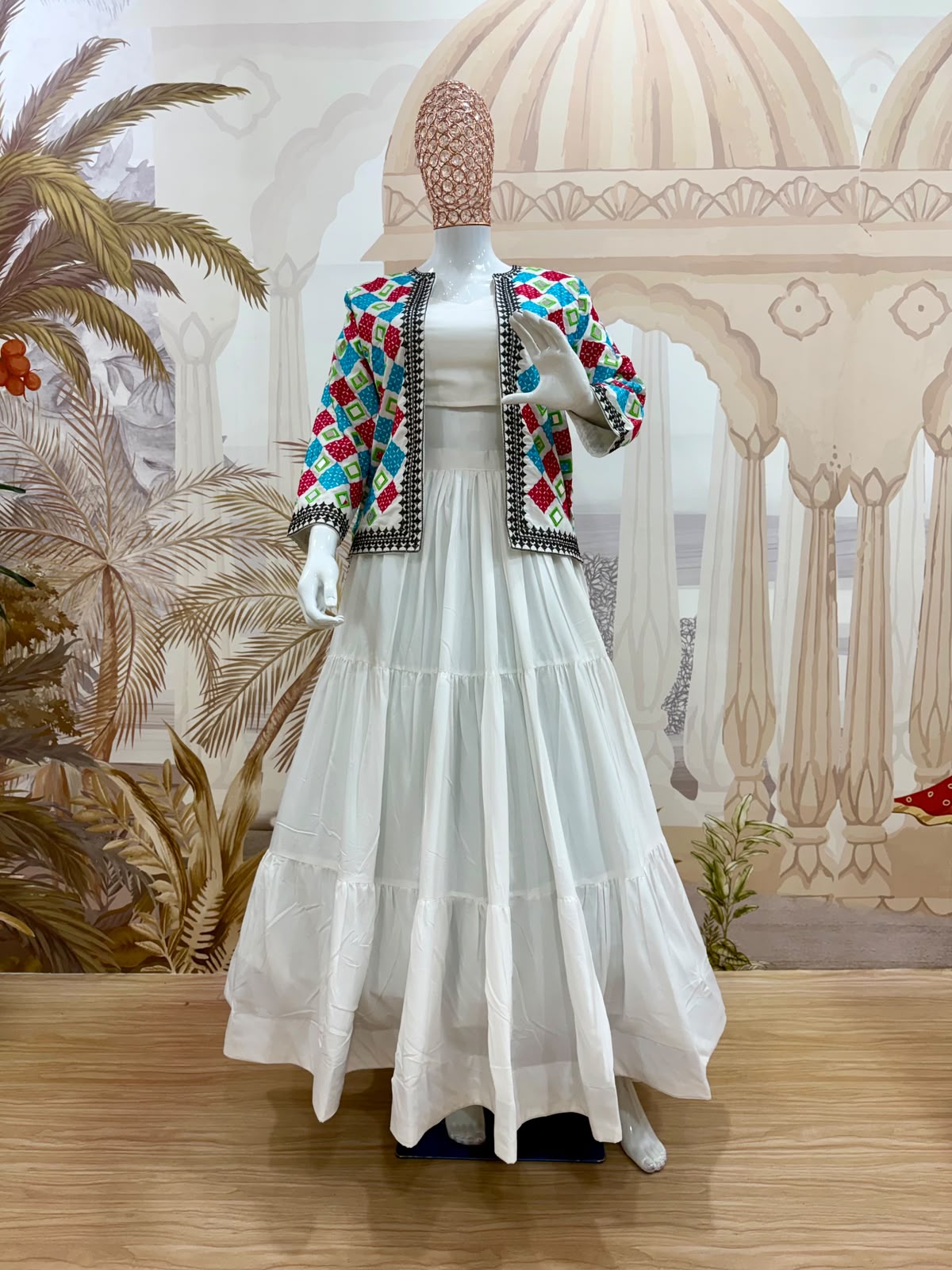 White Blue Coat Based Lehenga Choli - Image 3