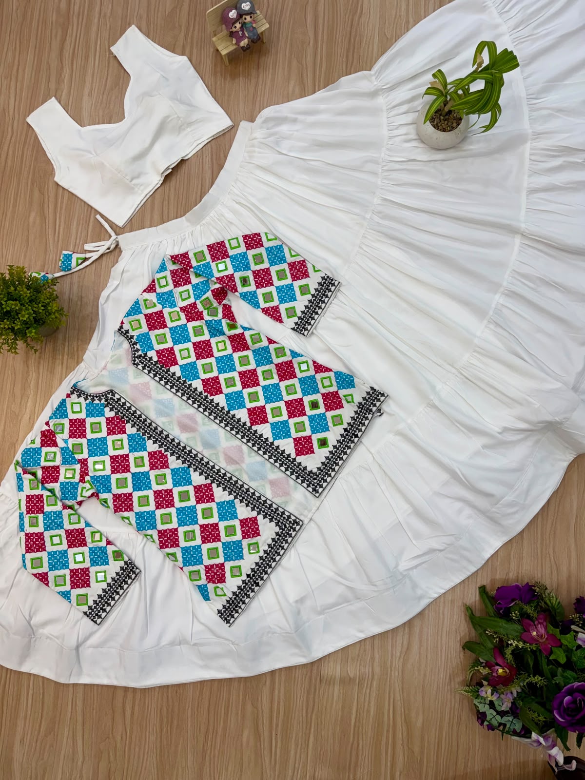 White Blue Coat Based Lehenga Choli - Image 4