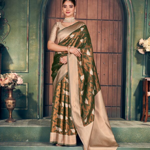 Sakhi Silk Saree with Golden Zari border