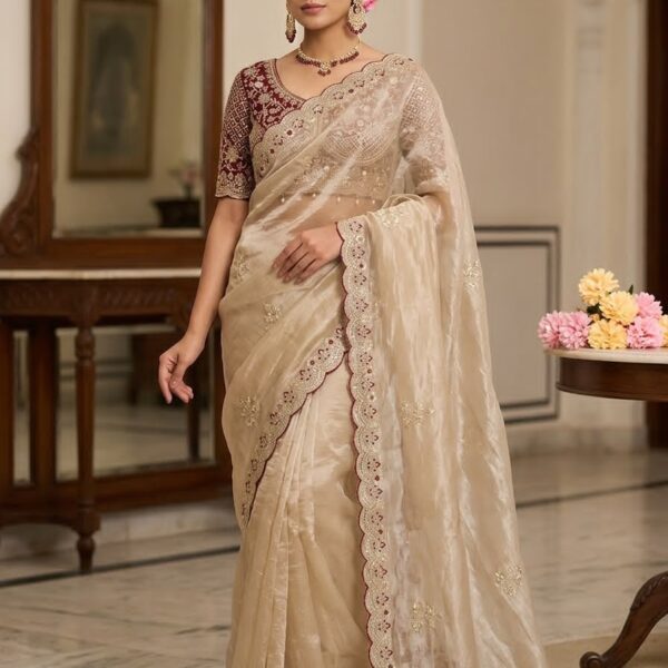 Soft Space Silk Saree with Sequence Work