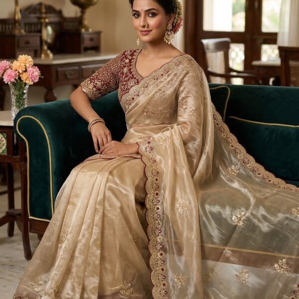 Soft Space Silk Saree with Sequence Work