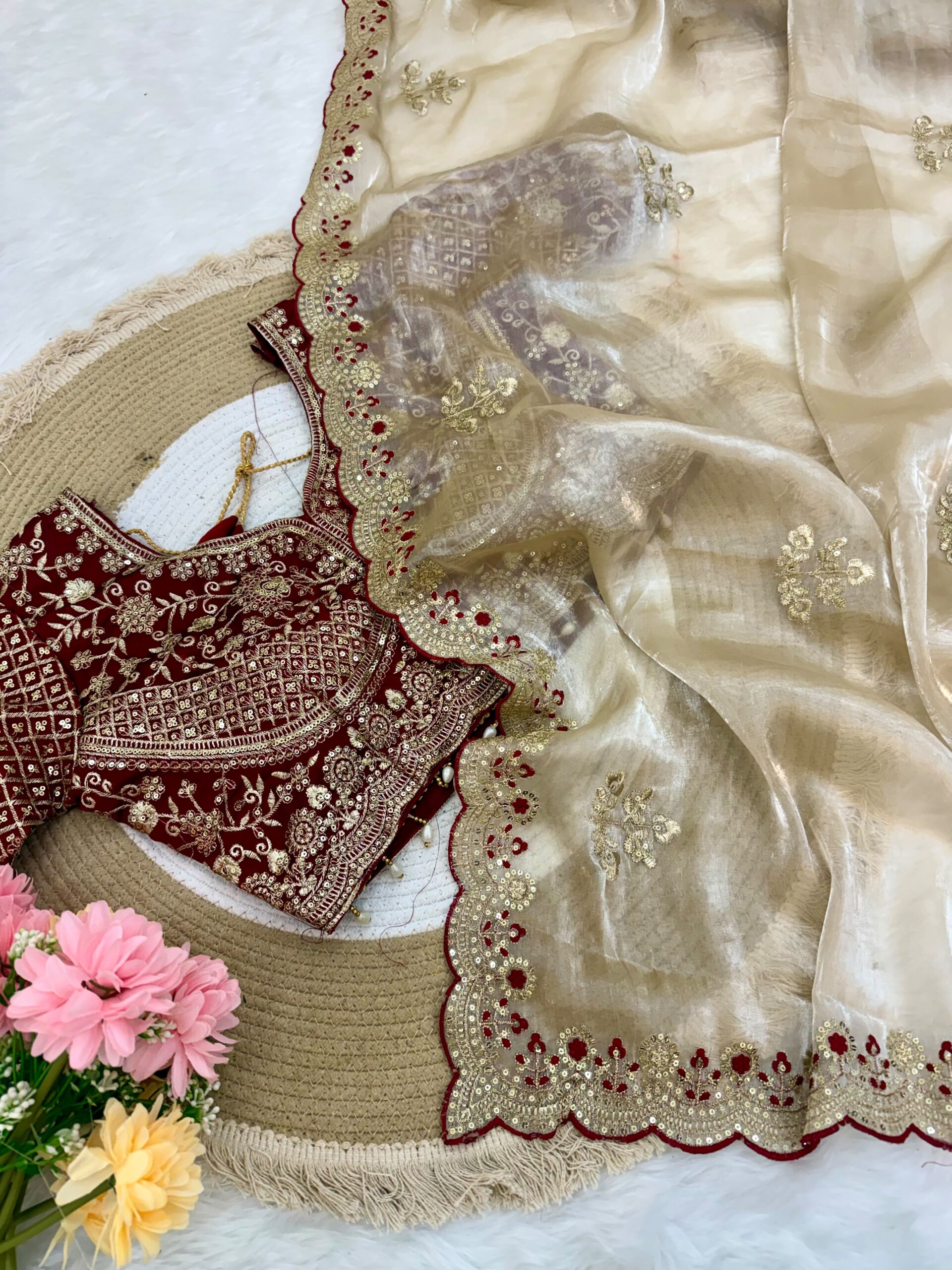 Soft Space Silk Saree with Sequence Work - Image 5