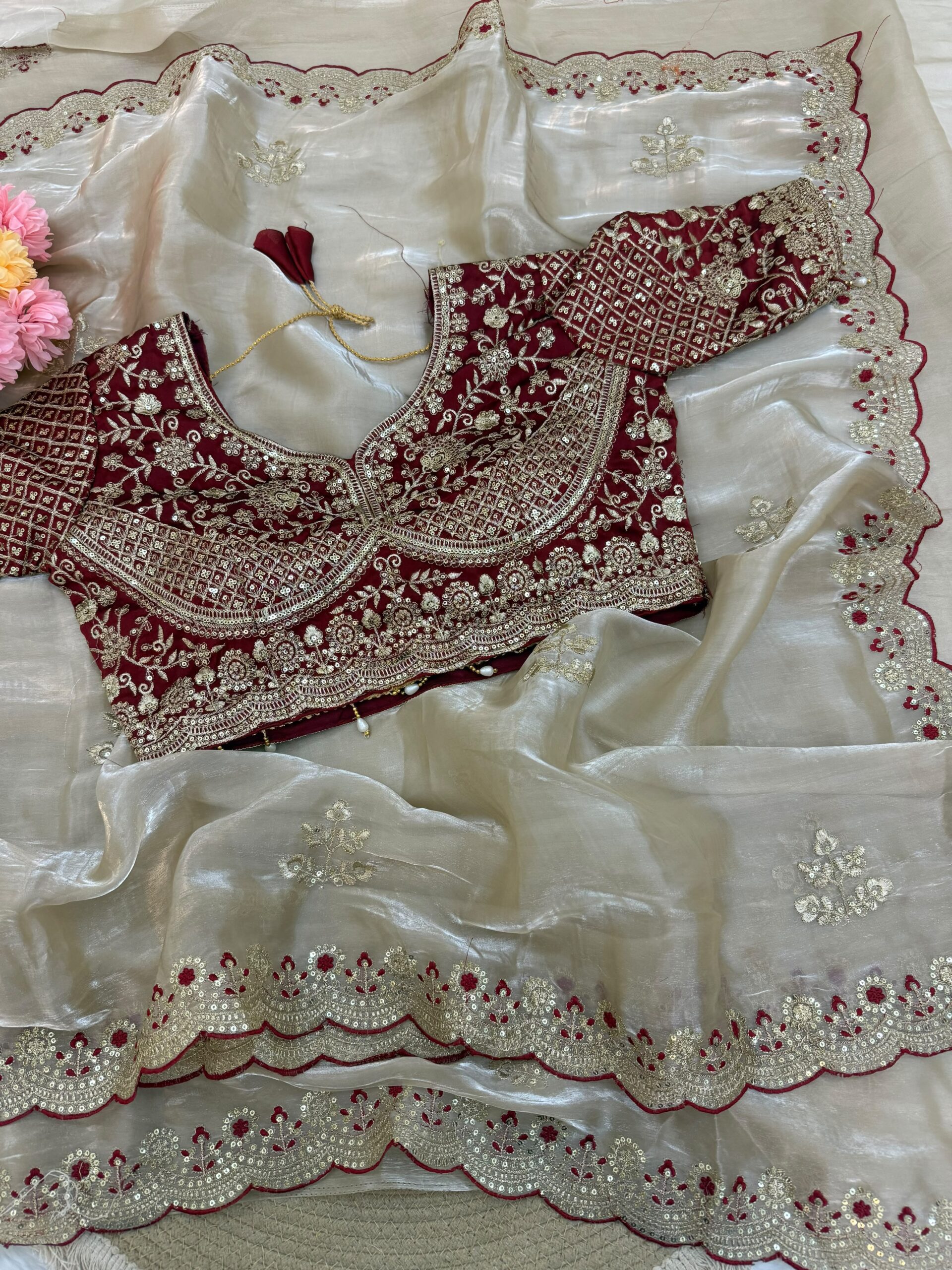 Soft Space Silk Saree with Sequence Work - Image 3
