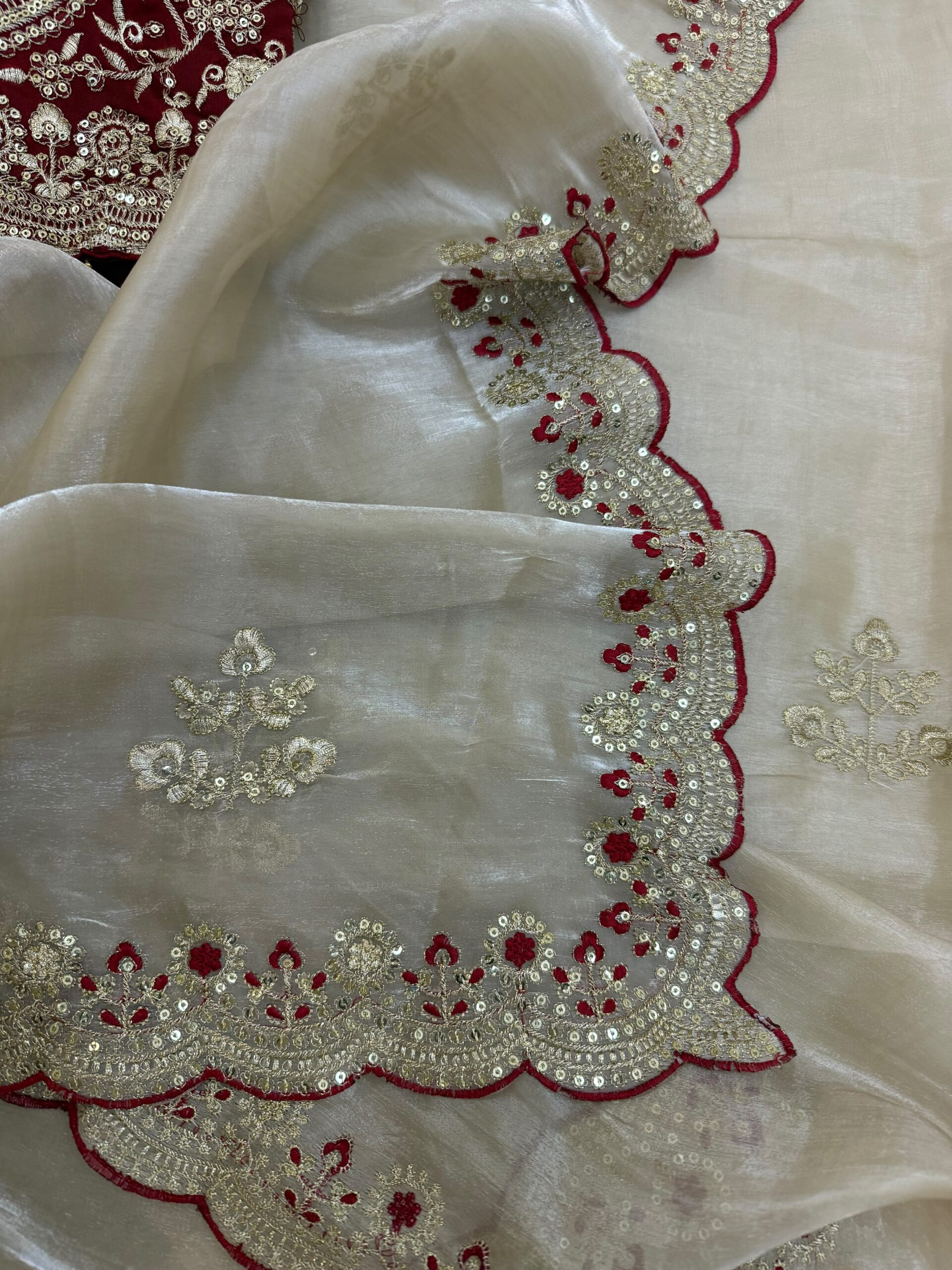 Soft Space Silk Saree with Sequence Work - Image 4