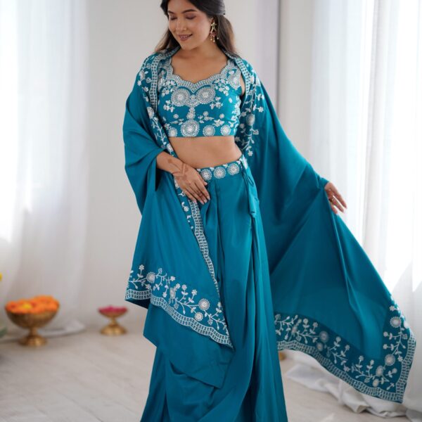 Indo Western Dhoti Styled Choli with Shrug