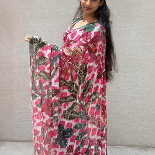 Soft Tebi Silk Saree with Mirror and Print Work