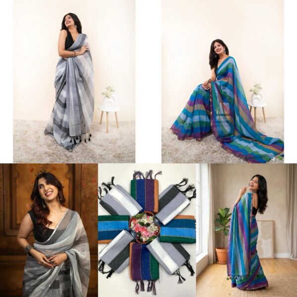 Premium Linen Cotton With Digital Printed Saree