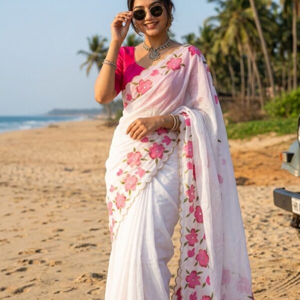 Soft Tabi saree with elegant cut dana handwork