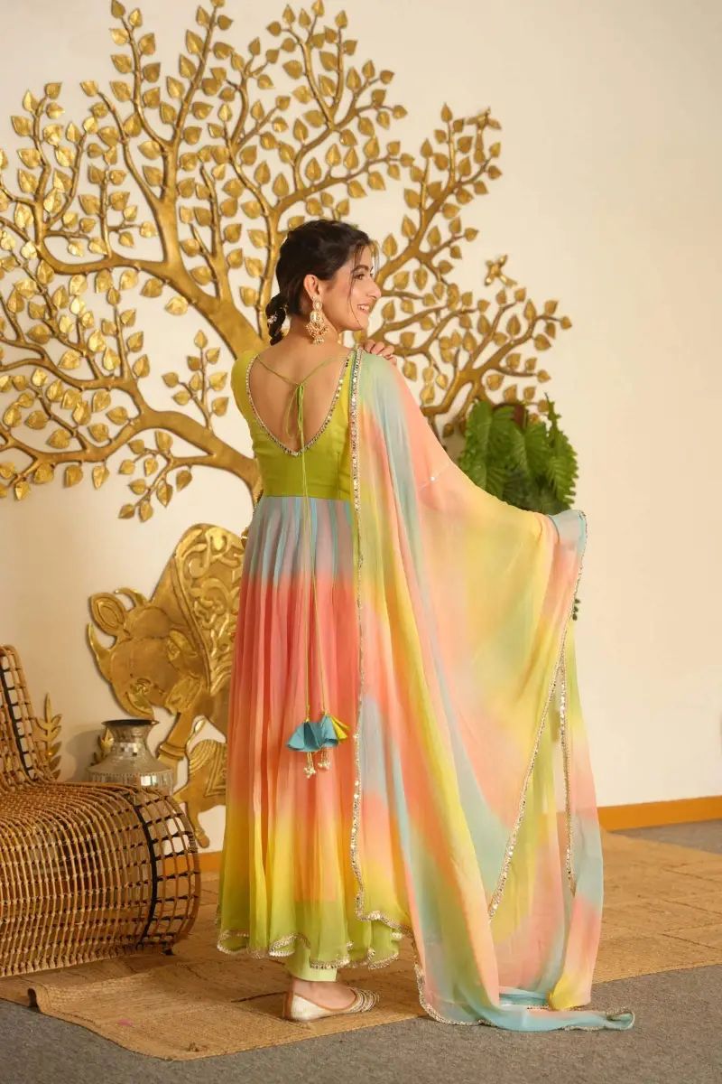 Multi Colour Georgette Anarkali Dress - Image 2