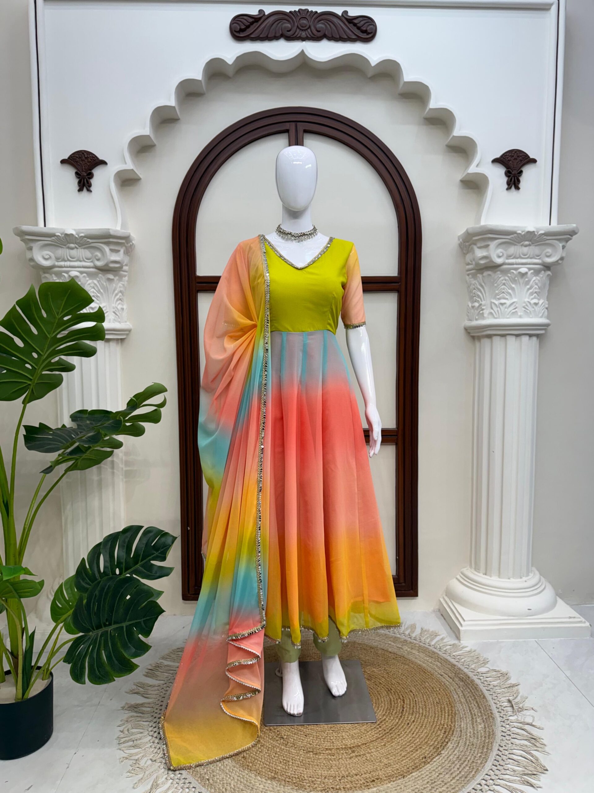 Multi Colour Georgette Anarkali Dress - Image 3