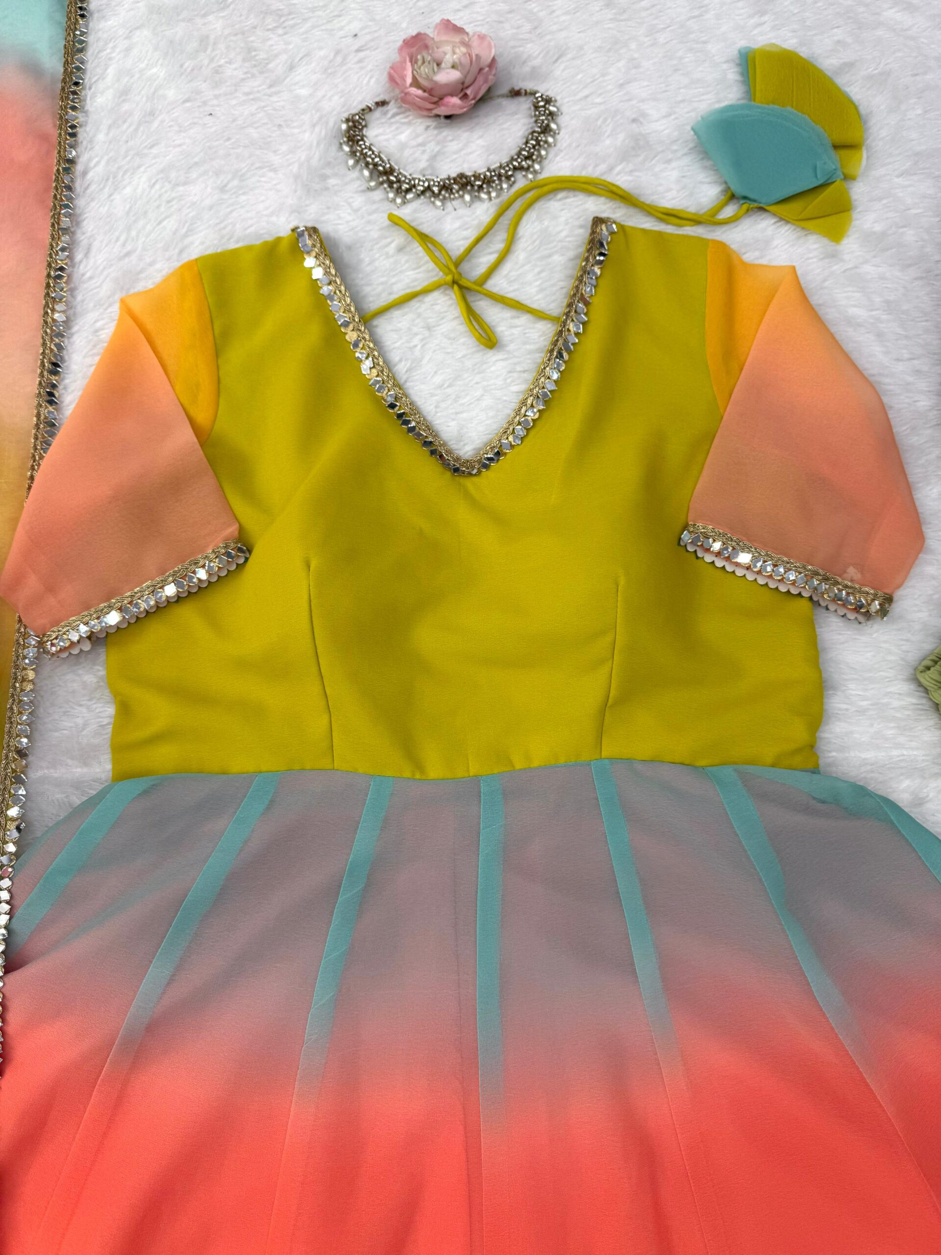 Multi Colour Georgette Anarkali Dress - Image 5