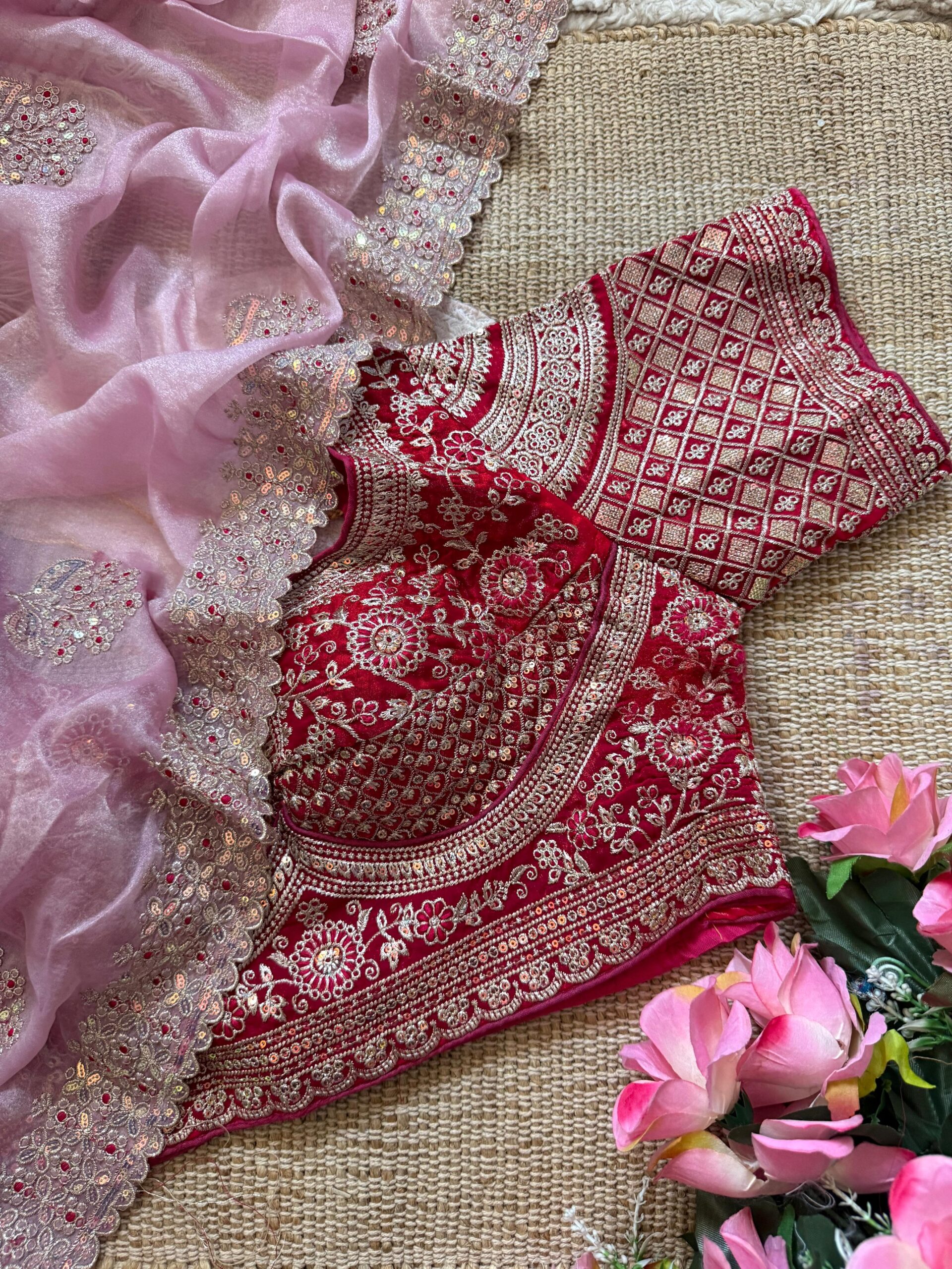 Lightweight moss chiffon saree with multi-sequence - Image 10