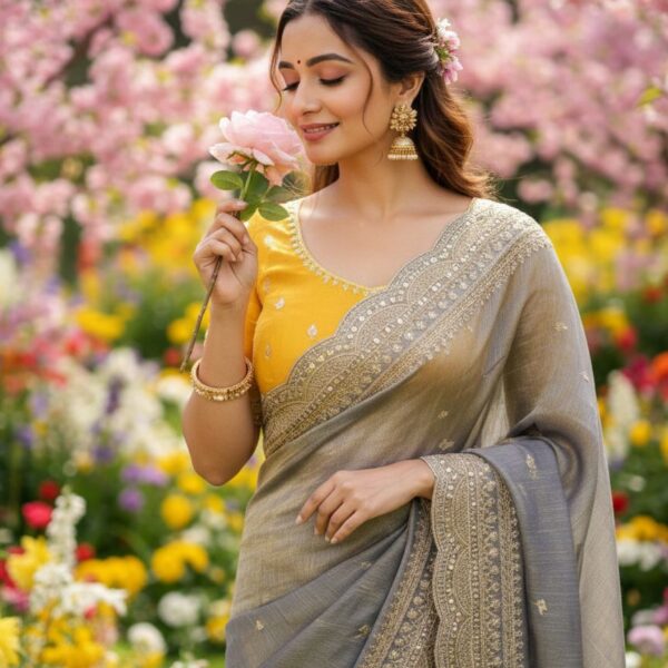Soft Space Chiffon Saree with Zari Work