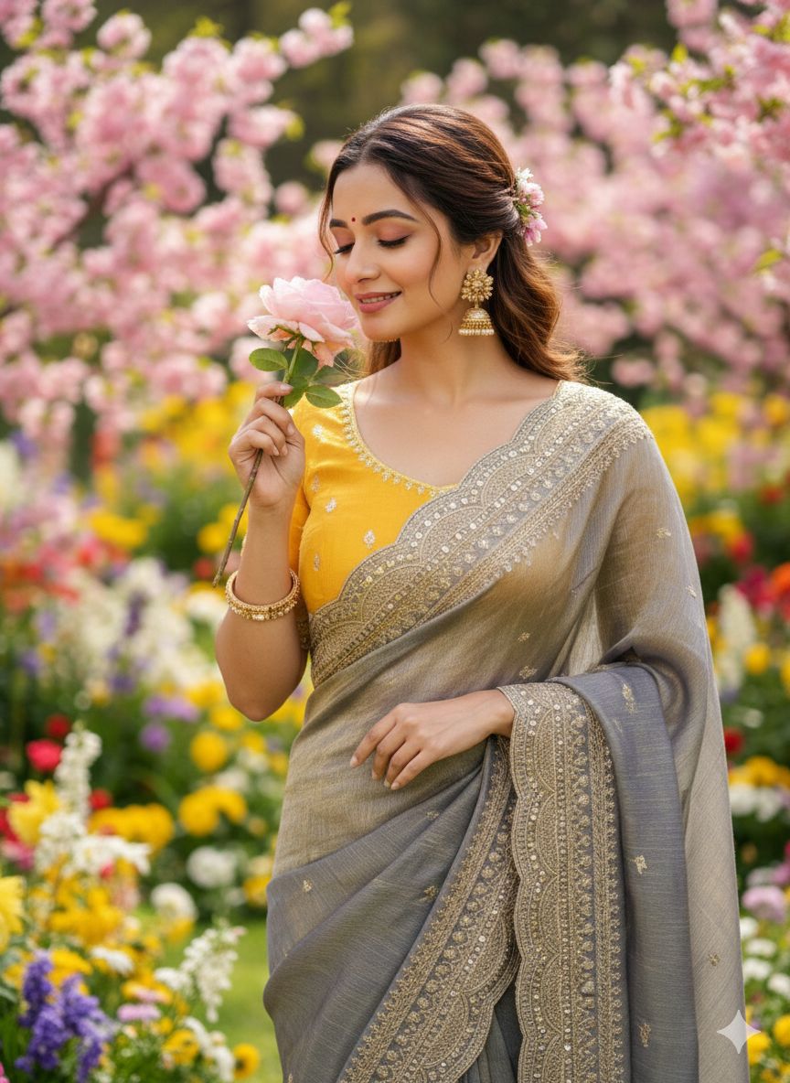 Soft Space Chiffon Saree with Zari Work