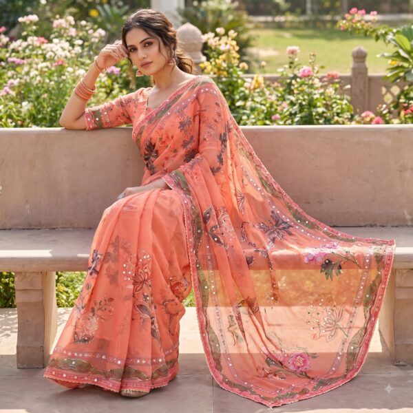 Heavy soft Tabby silk saree featuring digital print