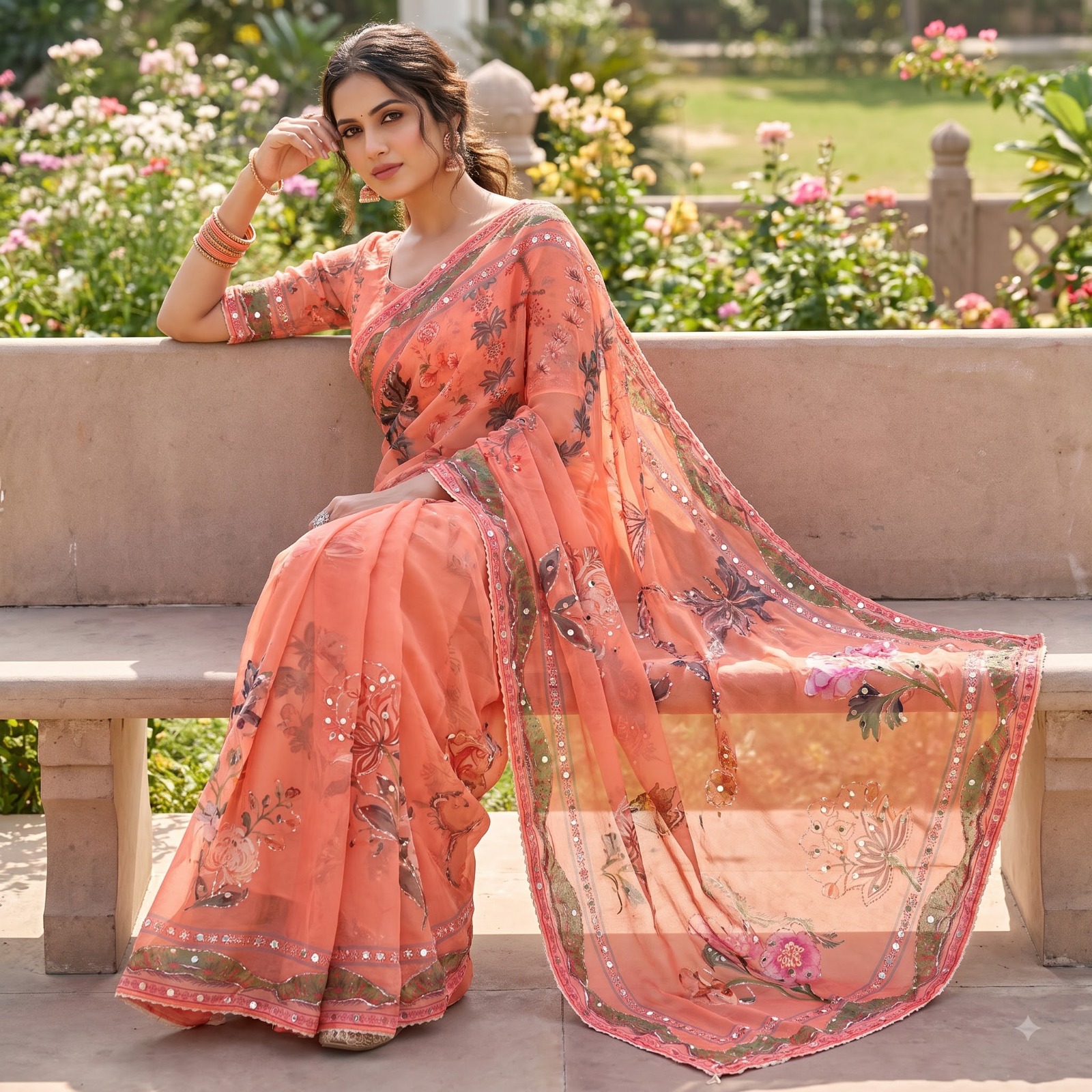 Heavy soft Tabby silk saree featuring digital print
