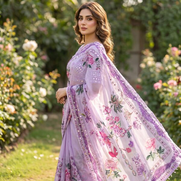 Heavy soft Tabby silk saree featuring digital print