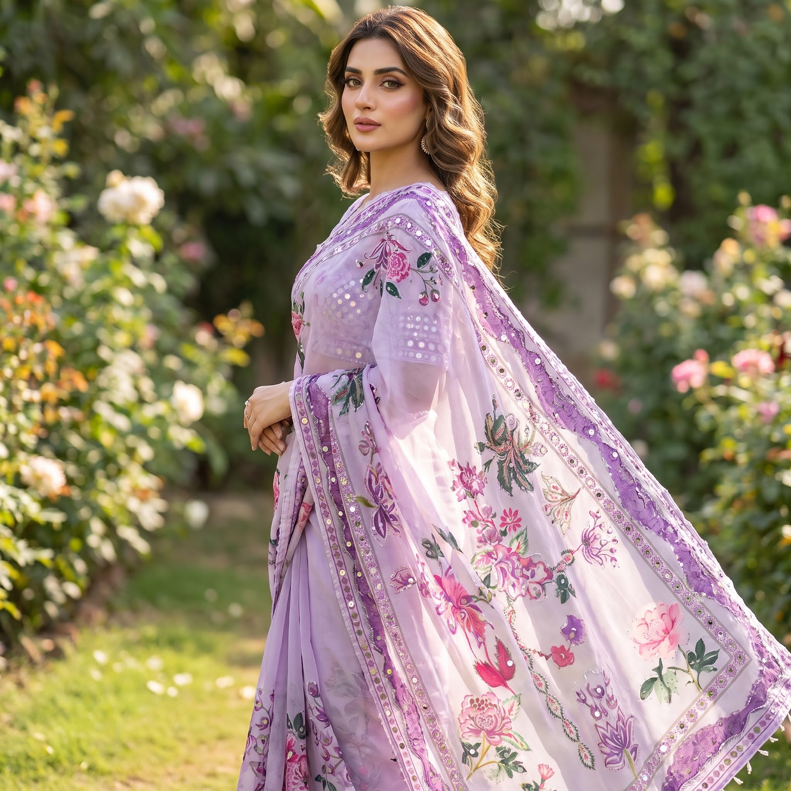Heavy soft Tabby silk saree featuring digital print - Image 2