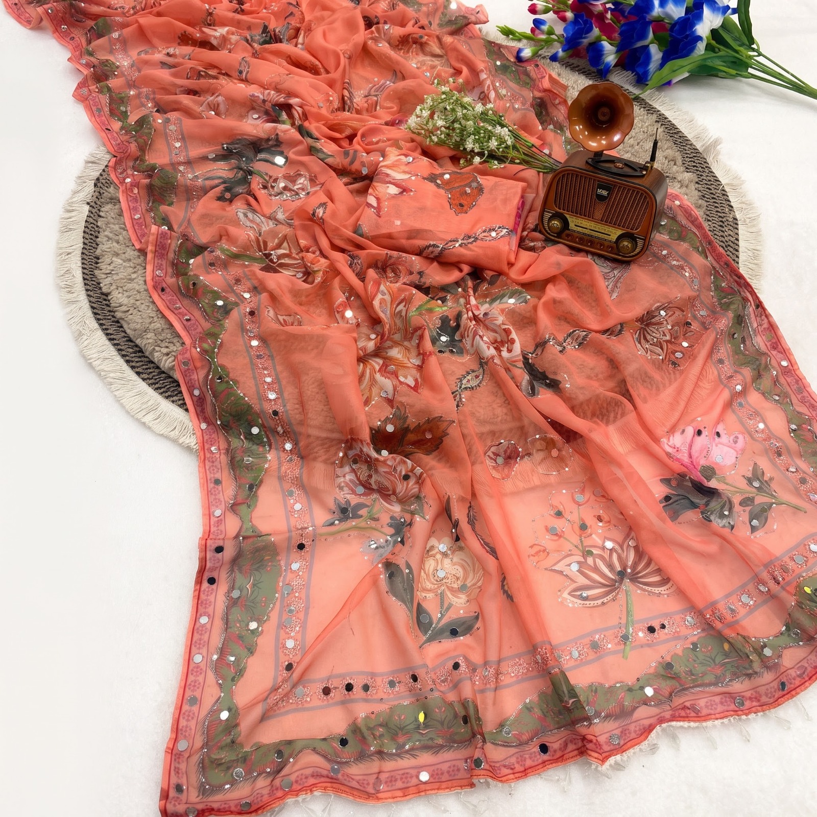 Heavy soft Tabby silk saree featuring digital print - Image 4