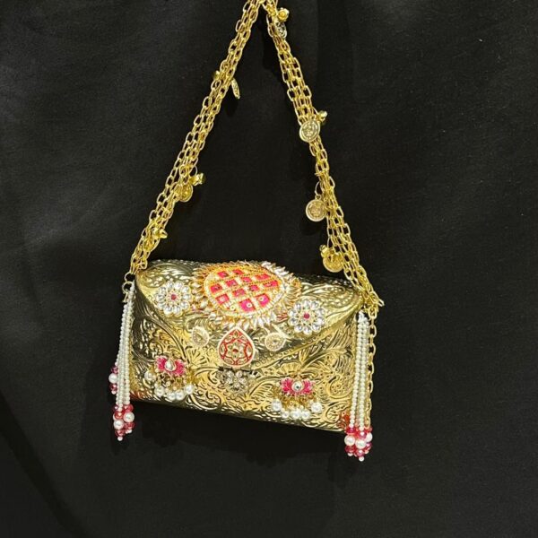 Hand Craved German Silver Rose Gold Clutch