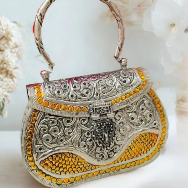 Gold Bordered German Silver Hand Clutch