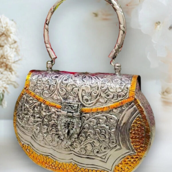 Gold Bordered German Silver Hand Clutch