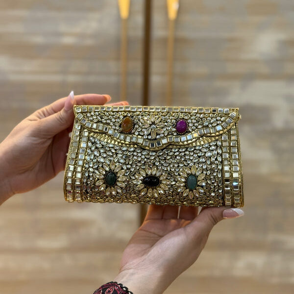 Flower German Silver Hand Craved Clutch