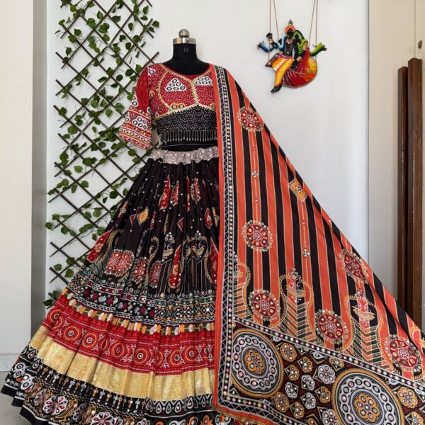 Black Red Digital Printed Lehenga Choli