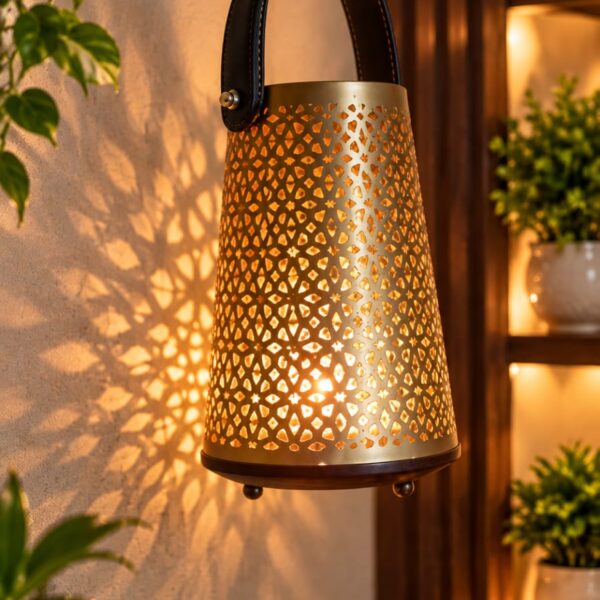 Shadow Hanging Tealight Balti with Leather Handle