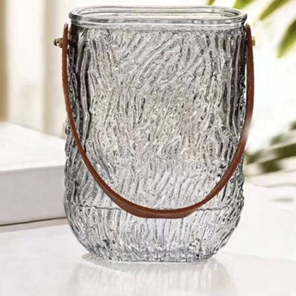 Handbag Style Glass Flower Vase with Handle