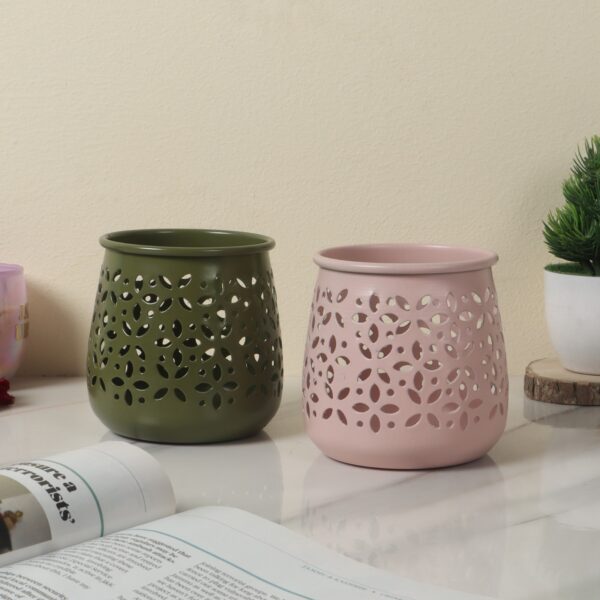Oval Etching Tealight Holder Set