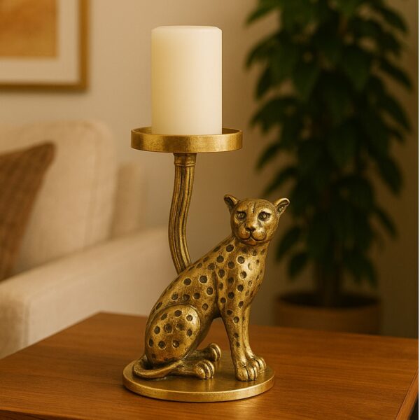 Aluminium Panther Shape Candle Stand